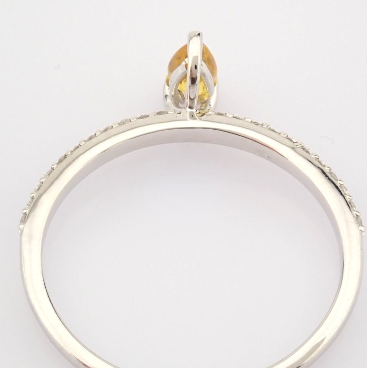 Certificated 14K White Gold Diamond & Citrin Ring (Total 0.45 Ct. Stone) - Image 3 of 11