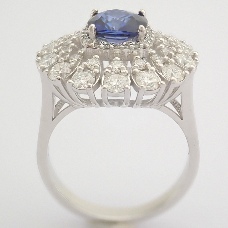 Certificated 14K White Gold Diamond & Sapphire Ring (Total 3.17 Ct. Stone) - Image 11 of 13