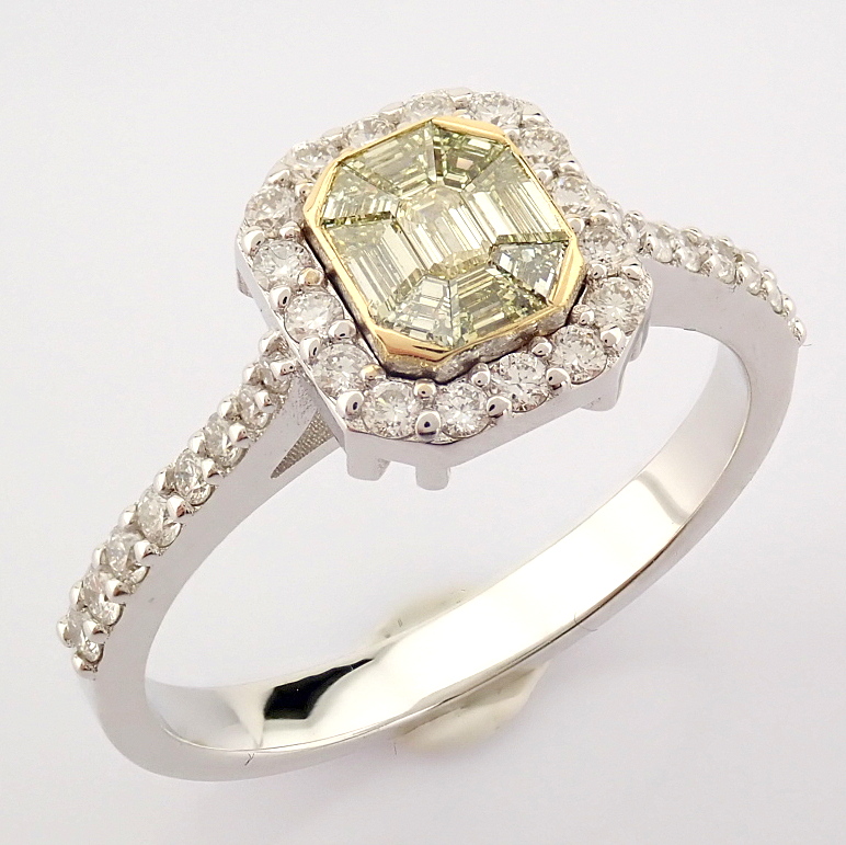 Certificated 14K Yellow and White Gold Fancy Diamond & Diamond Ring (Total 0.65 Ct. ... - Image 3 of 8