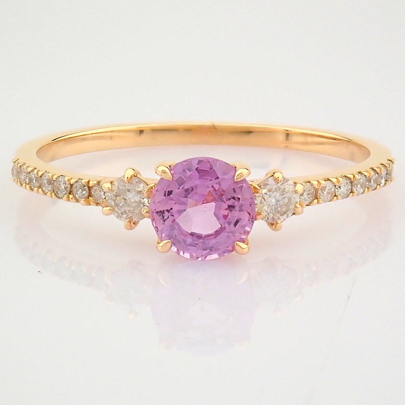 Certificated 14K Rose/Pink Gold Diamond Ring (Total 0.85 Ct. Stone) - Image 4 of 8