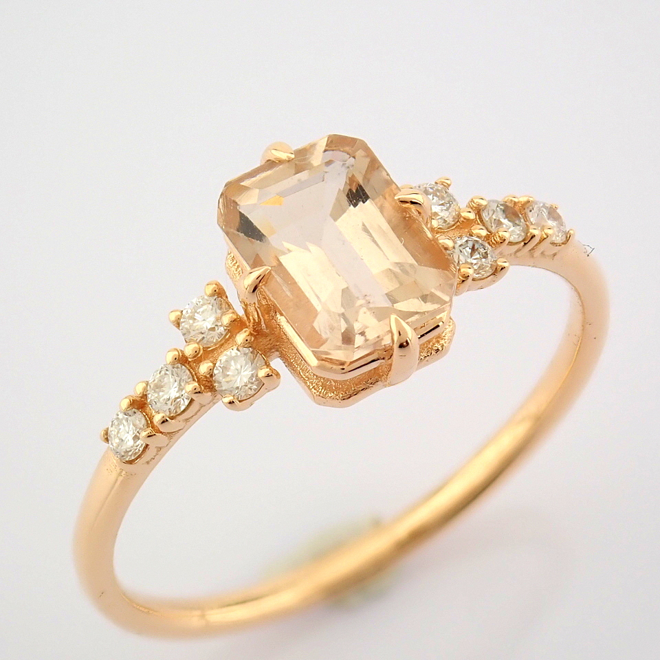 Certificated 14K Rose/Pink Gold Diamond & Morganite Ring (Total 0.99 Ct. Stone)