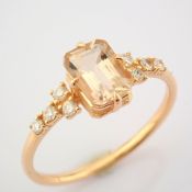 Certificated 14K Rose/Pink Gold Diamond & Morganite Ring (Total 0.99 Ct. Stone)