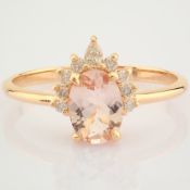 Certificated 14K Rose/Pink Gold Diamond & Morganite Ring (Total 0.78 Ct. Stone)