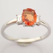 Certificated 14K Rose/Pink Gold Diamond & Fancy Sapphire Ring (Total 0.78 Ct. Stone)