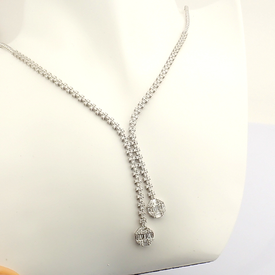 Certificated 14K White Gold Diamond Necklace (Total 3.52 Ct. Stone) - Image 10 of 20