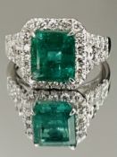 3.49 Carats Zambian Emerald With Natural Diamonds & 18k White Gold