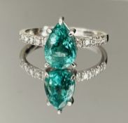 1.48 Carats Zambian Emerald With Natural Diamonds & 18k White Gold