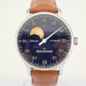 Meistersinger / Lunascope Blue Automatic GOLD MOON - Gentlemen's Steel Wrist Watch