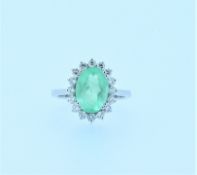 Certified 3.13 Ct. Natural Colombian Emerald and Diamonds 18K White Gold Ring