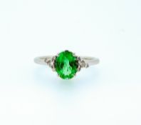 Certified 1.58 Ct. Natural High Quality Emerald and Diamonds 18K White Gold Ring