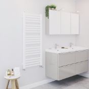 (Kl118) 1200 x 450mm White Flat Towel Radiator. Powder-Coated Mild Steel Construction. May Differ