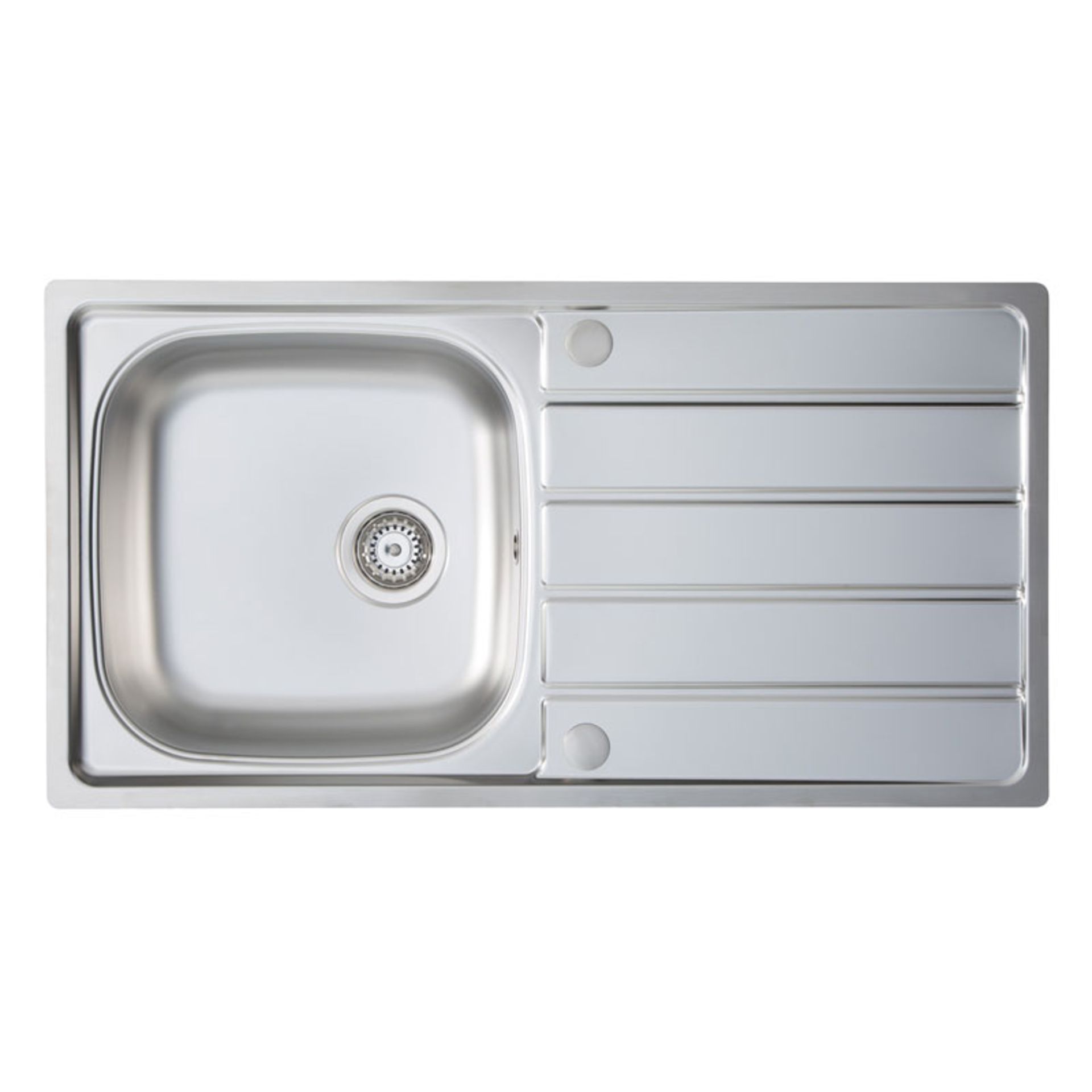 New (W182) Prima Stainless Steel Single Bowl And Drainer Inset Kitchen Sink. 965 x 500 x 170mm ...