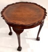 Antique Early 20th Century Round Low Table Ball & Claw Feet with pie crust edged top