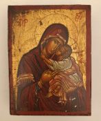Vintage Hand Painted Religious Icon on Gold Background