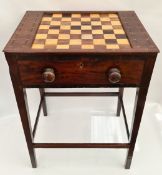 Antique Games Table Veneer Chess Board Inlaid Brass Peg Holes