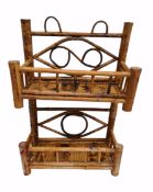 Vintage Bamboo Plant Stand or Spice Rack. Made from jointed bamboo and split bamboo canes. c1960's