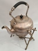 Antique Silver Plated Spirit Kettle James Deakin on Faux Tree Support.