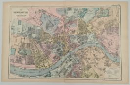 Antique Map 1899 G. W Bacon & Co . Plan of Newcastle and Gateshead Not Framed