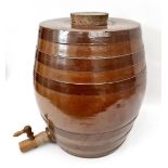 Vintage Retro Stoneware Water Barrel. Measures 15 inches tall and 10 inches diameter.