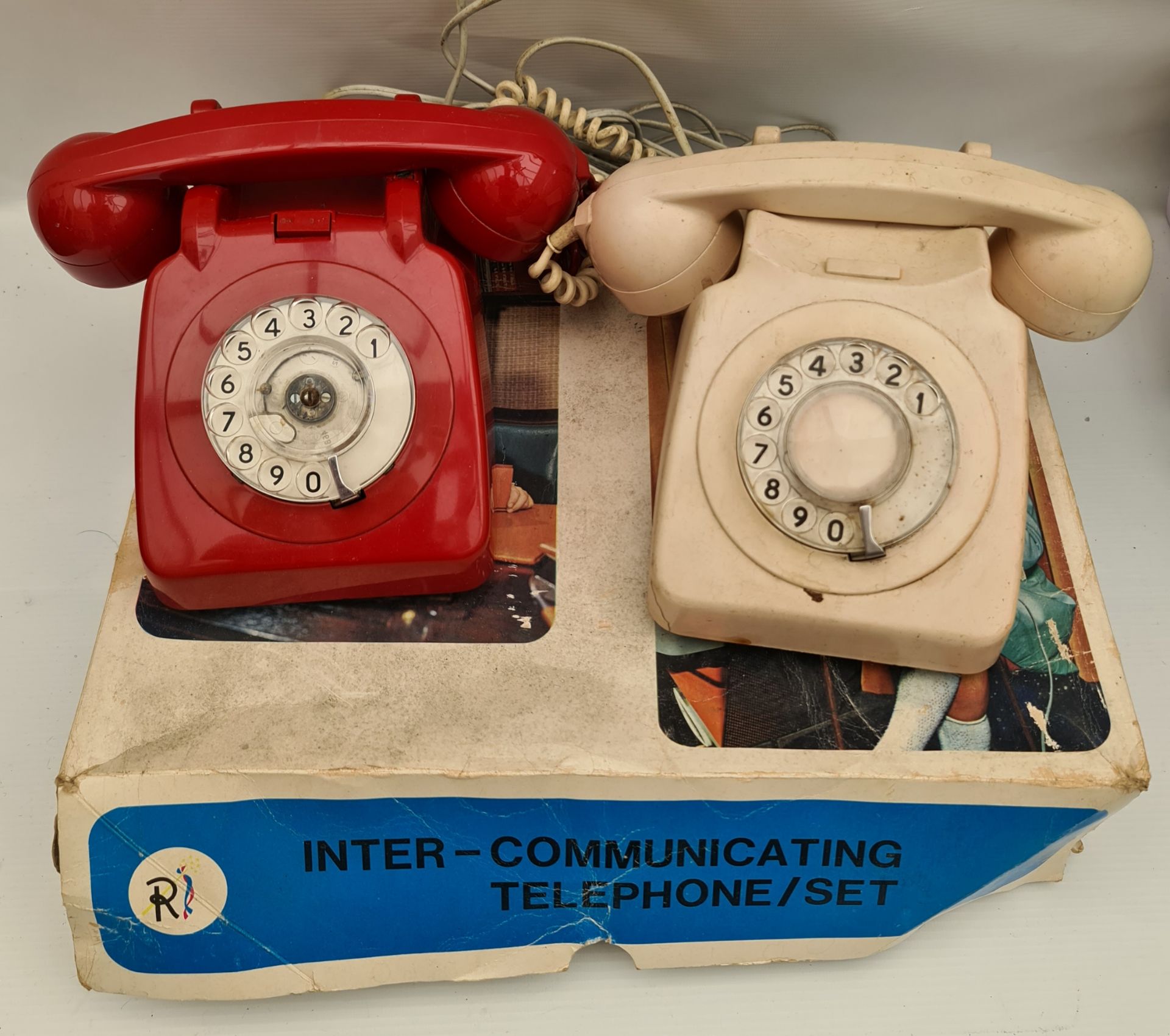 Vintage 2 BT Telephones 1 Red 1 Cream & Toy Telephone Set