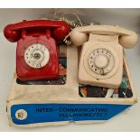 Vintage 2 BT Telephones 1 Red 1 Cream & Toy Telephone Set