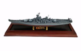 Franklin Mint USS Missouri Model Boat on Stand and In Glass Case