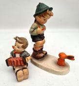 Vintage Goebel Hummel Figures x 2 Sensitive Hunter and Boy With Accordion