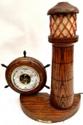 Vintage Wooden Lands End Table Lamp with Barometer. In working order