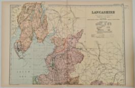 Antique Map 1899 G. W Bacon & Co . Lancashire North Not Framed. Measures 35cm by 53cm