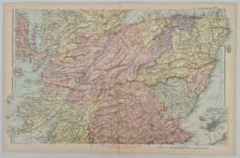 Antique Map 1899 G. W Bacon & Co . Scotland Central Not Framed. Measures 35cm by 53cm