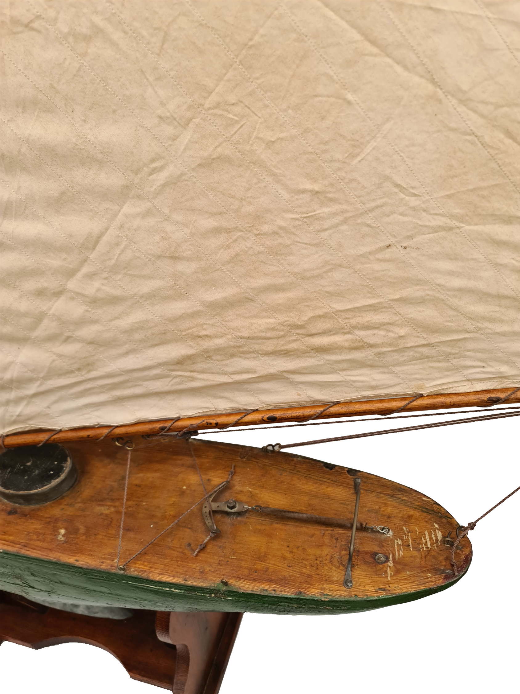 Victorian Pond Yacht Green Hull Fully Rigged Measures 138cm long 147cm tall - Image 3 of 4