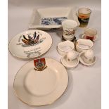 Antique Parcel of Assorted China 12 Items. Includes goss and WWI Peace Commemorative Items.