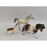 Vintage Beswick Gun Dog & 2 x Goebel Horses. The tallest horse measures 4.75 inches tall.