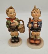 Vintage Goebel Hummel Figures x 2 Village Boy and Little Hiker