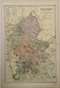 Antique Map 1899 G. W Bacon & Co Staffordshire. Not Framed. Measures 35cm by 53cm