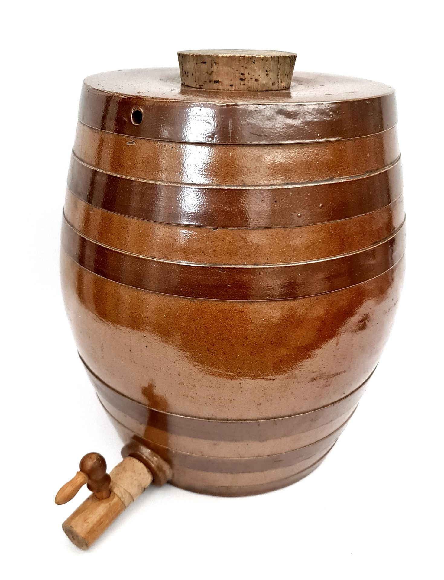 Vintage Retro Stoneware Water Barrel. Measures 15 inches tall and 10 inches diameter. - Image 2 of 2