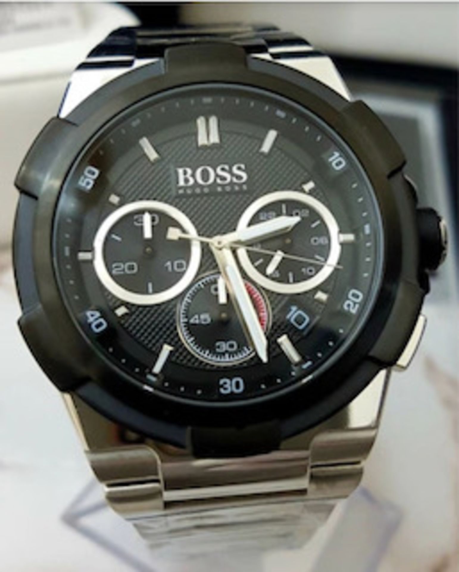 Hugo Boss 1513359 Men's Supernova Black Dial Silver Bracelet Chronograph Watch - Image 4 of 5