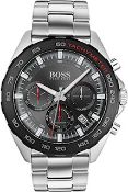 Hugo Boss 1513680 Men's Intensity Black Face Silver Bracelet Quartz Chronograph Watch Brand: Hugo