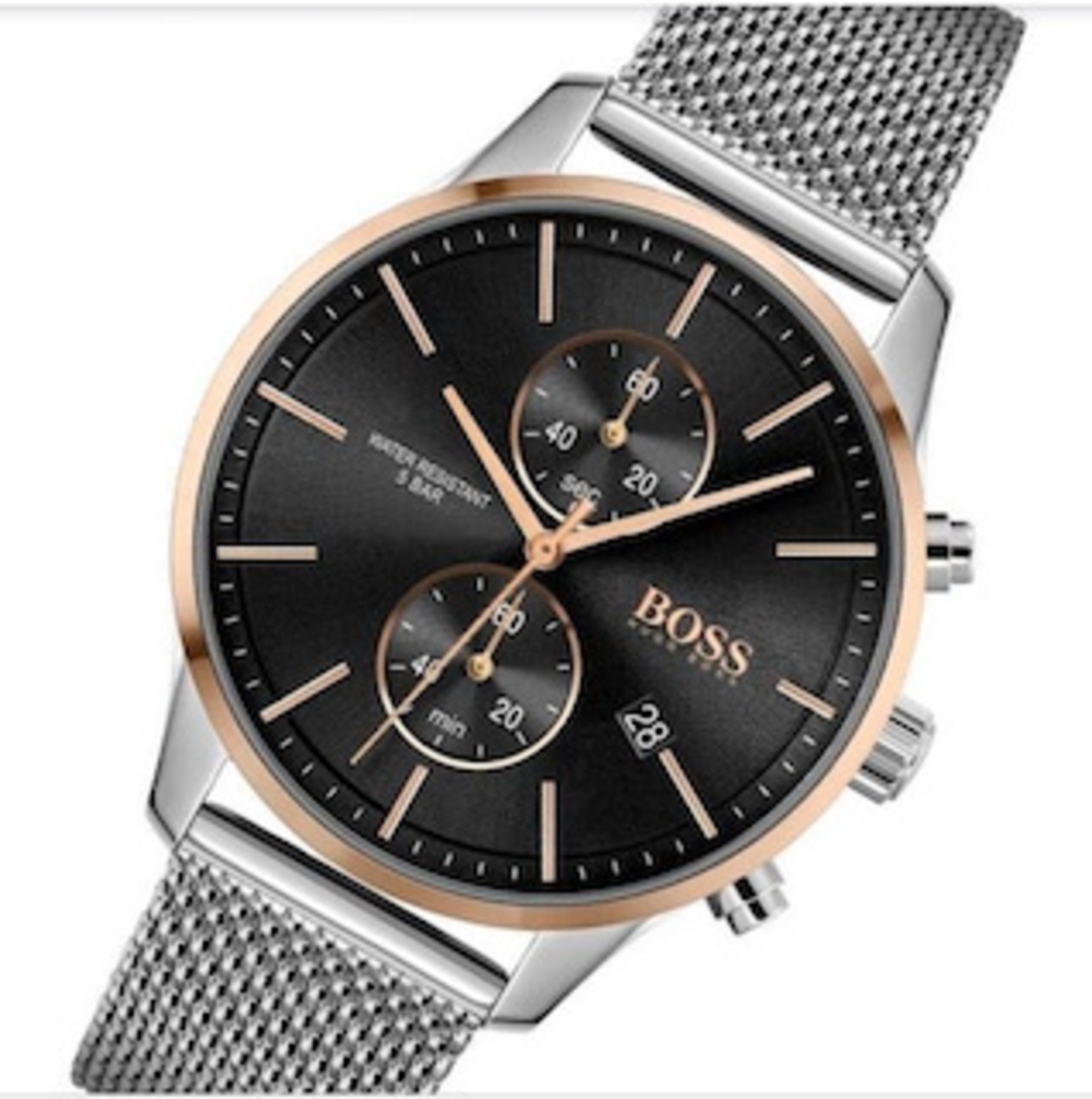 Hugo Boss 1513805 Men's Associate Stainless Steel Mesh Band Chronograph Watch - Image 6 of 6