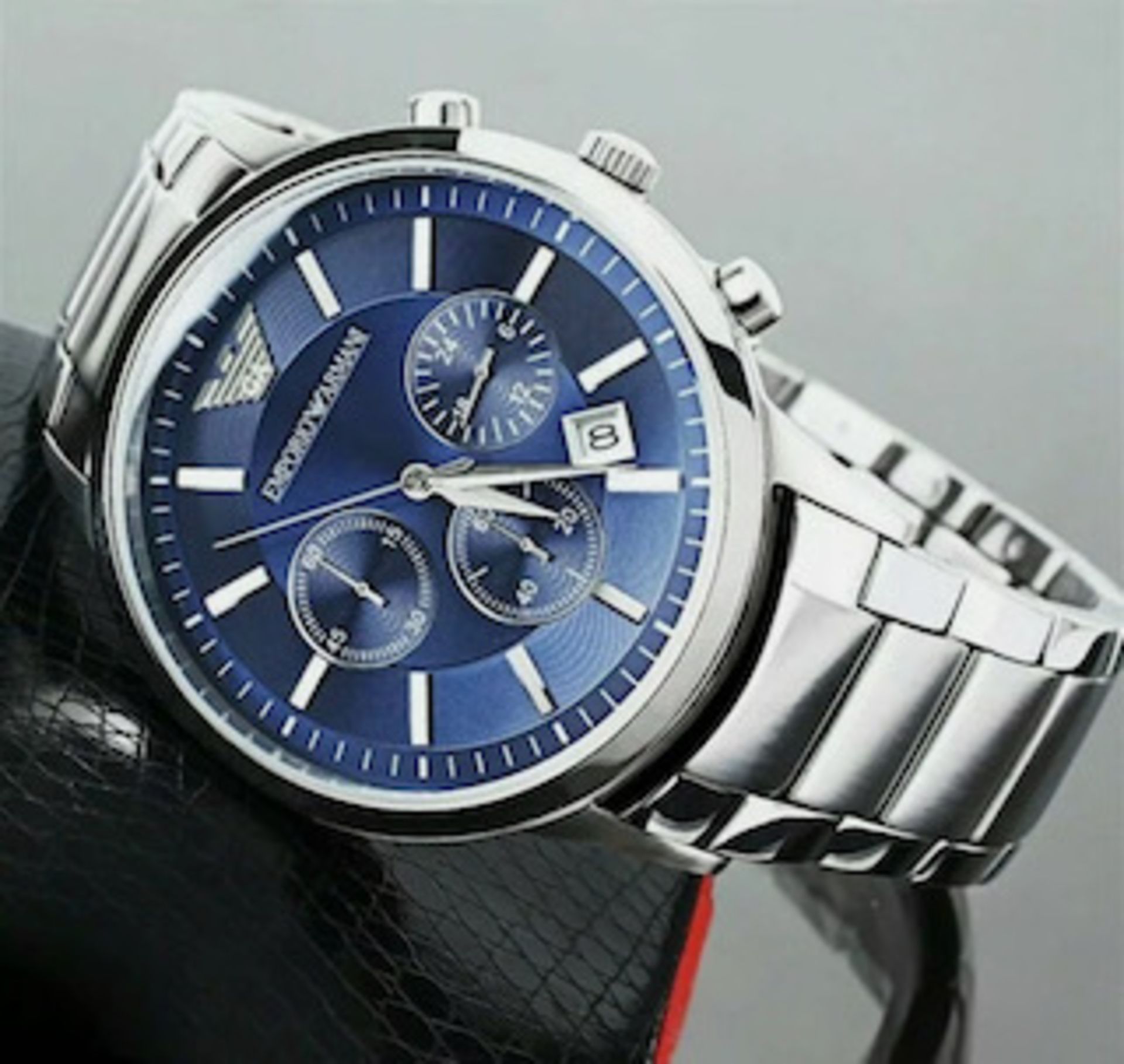 Emporio Armani AR2448 Men's Blue Dial Silver Bracelet Chronograph Watch - Image 3 of 7