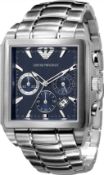 Emporio Armani AR0660 Men's Square Dial Silver Stainless Steel Bracelet Chronograph Watch