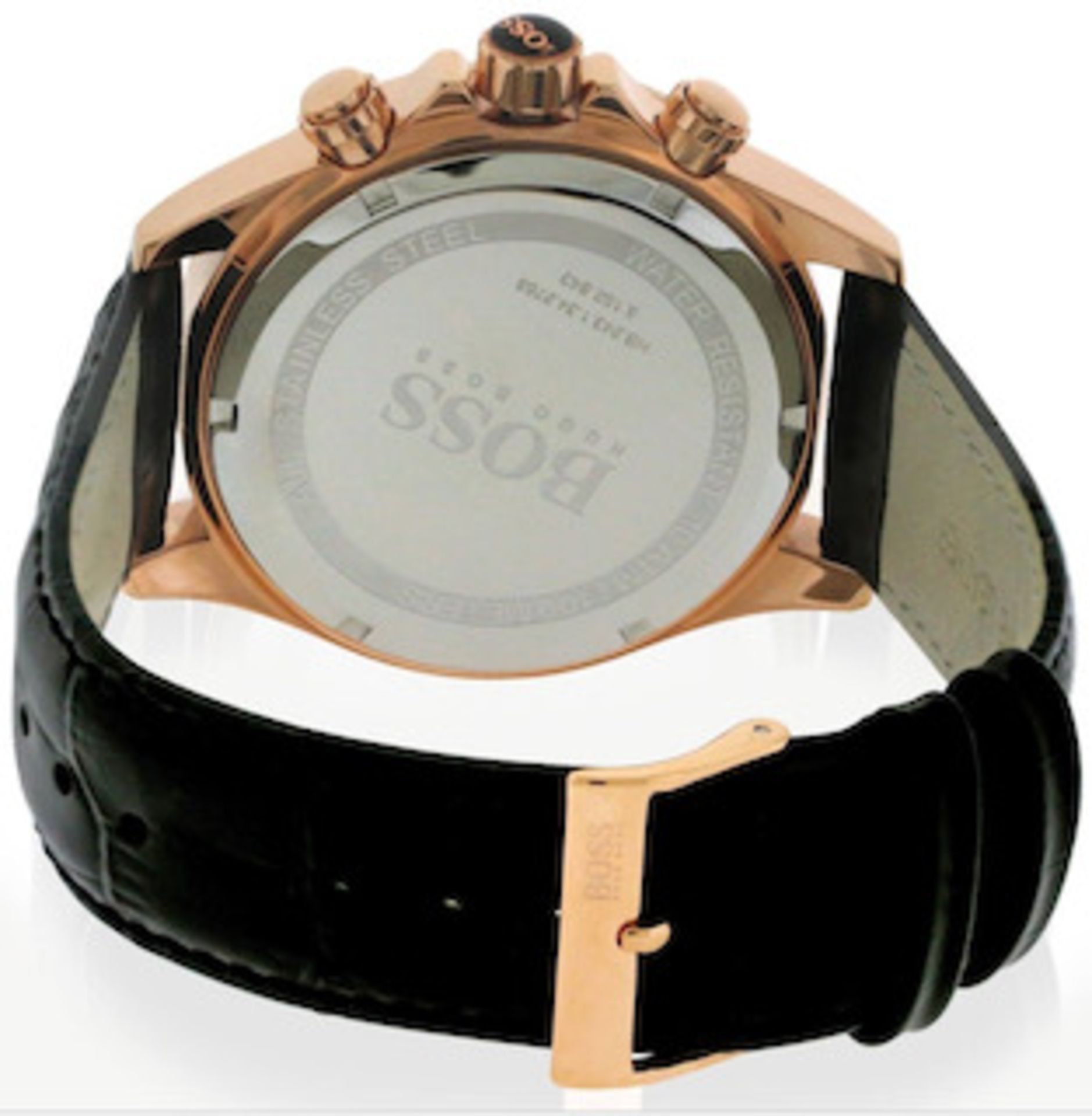 Hugo Boss 1513179 Men's Ikon Rose Gold Bezel Black Leather Strap Chronograph Watch - Image 8 of 8