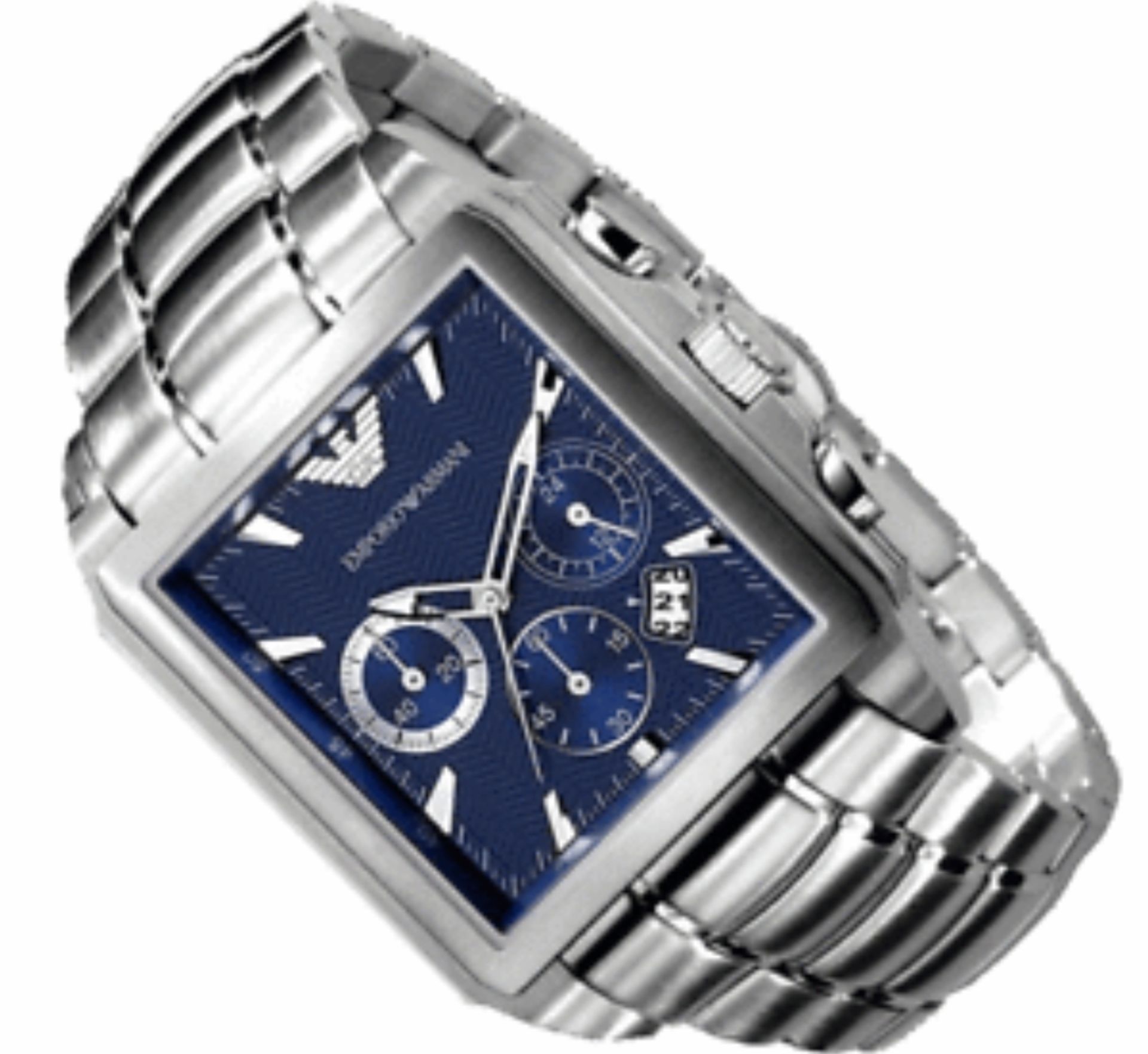 Emporio Armani AR0660 Men's Square Dial Silver Stainless Steel Bracelet Chronograph Watch - Image 4 of 8