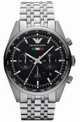 Men's Emporio Armani AR5983 Quartz Black Dial Stainless Steel Chronograph Watch