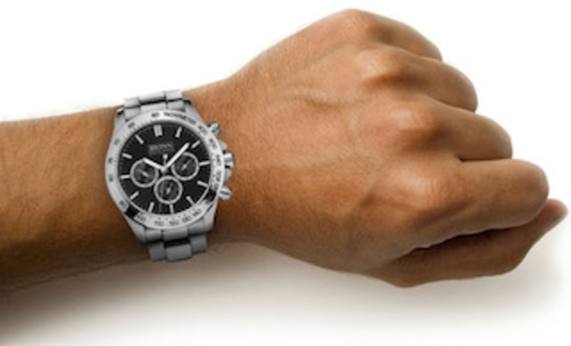 Men's Hugo Boss Ikon Black Dial Silver Bracelet Chronograph Watch 1512965 This Men's Hugo Boss - Image 2 of 6