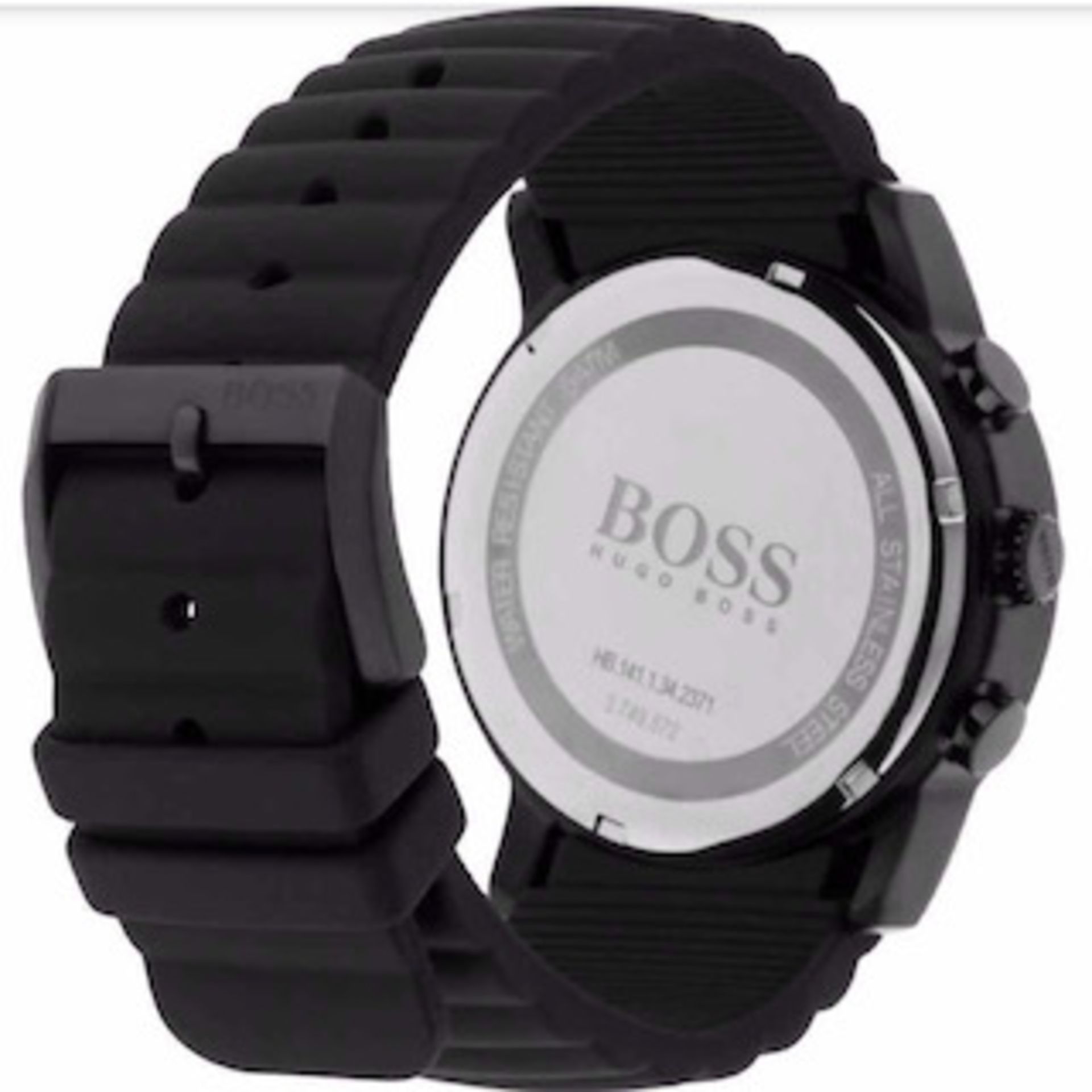 Hugo Boss 1512639 Men's All Black Rubber Strap Quartz Chronograph Watch - Image 6 of 7
