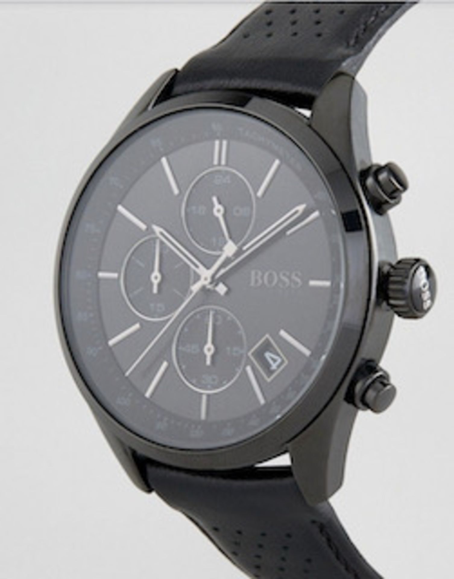 Hugo Boss 1513474 Men's Grand Prix Black Dial Black Leather Strap Chronograph Watch - Image 4 of 5
