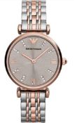 Emporio Armani AR1840 Women's Quartz Designer Watch - Rose Gold & Silver