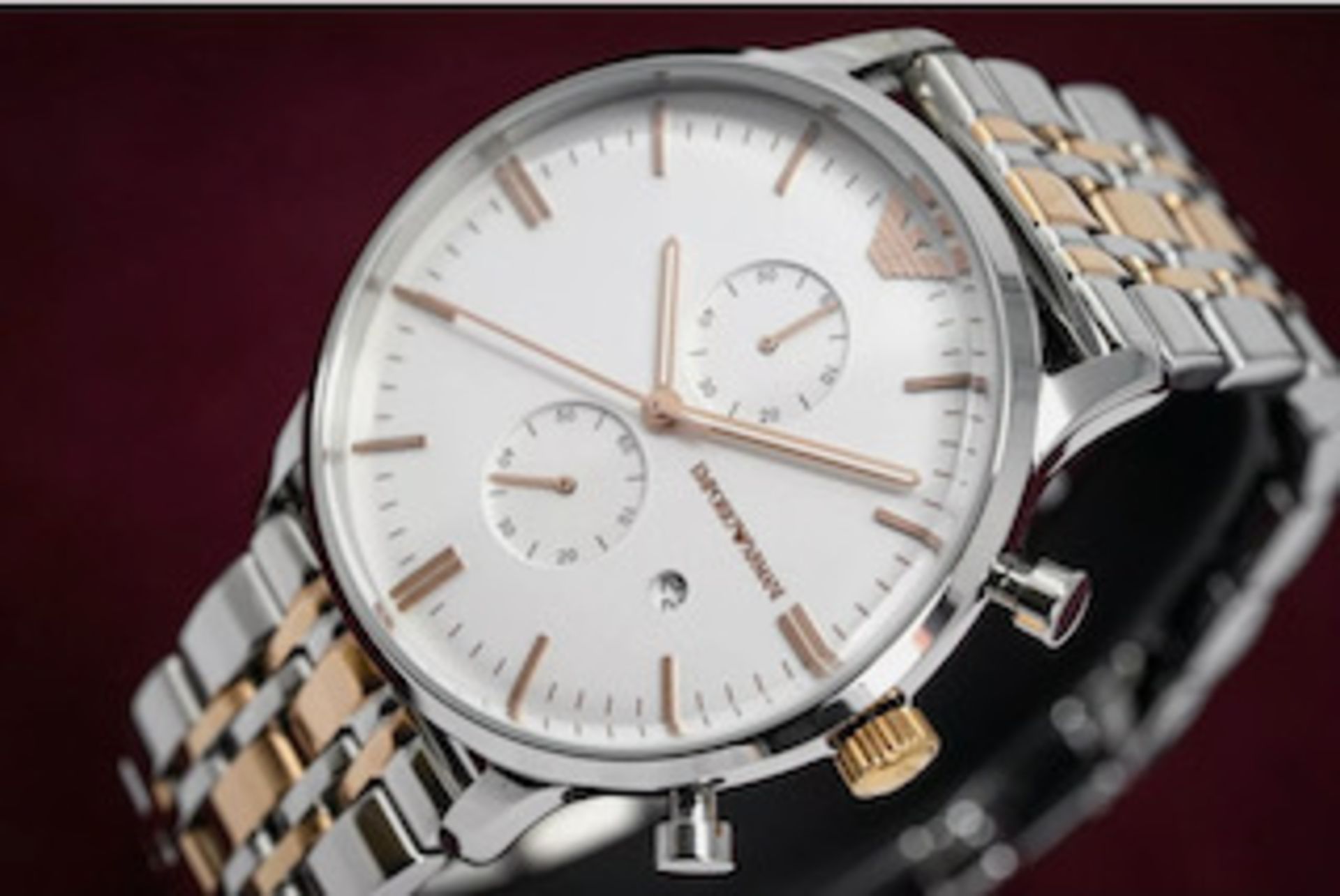 Emporio Armani AR0399 Men's Gianni Stainless Steel Bracelet Chronograph Watch - Image 4 of 7