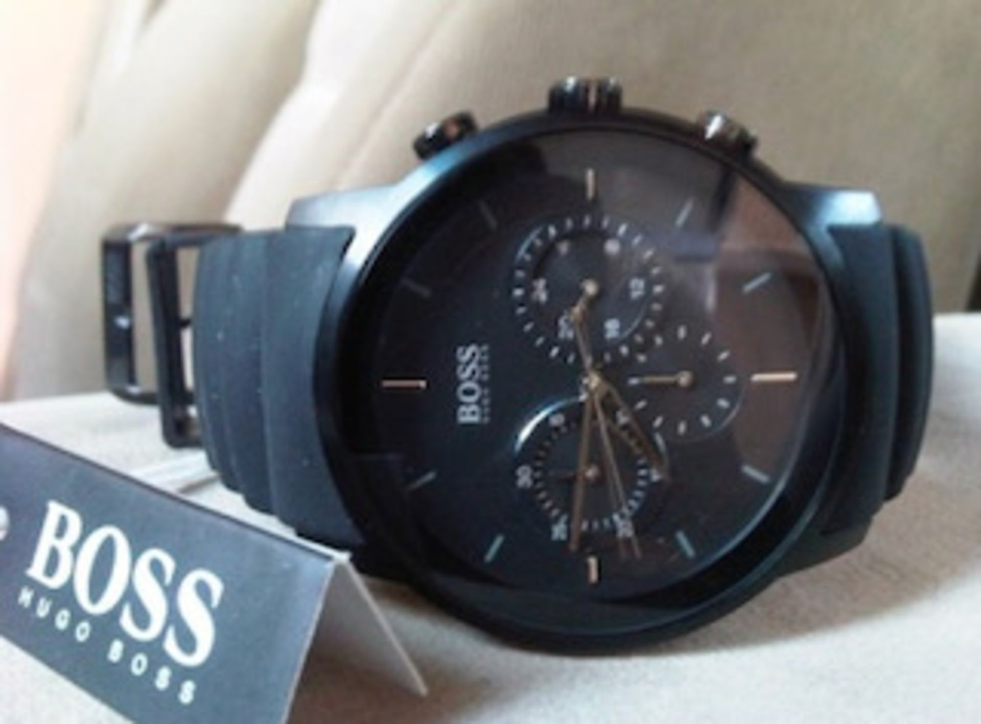 Hugo Boss 1512639 Men's All Black Rubber Strap Quartz Chronograph Watch - Image 4 of 7